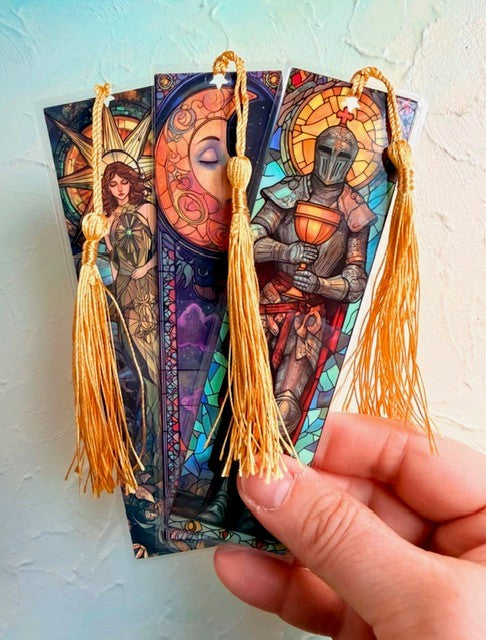 Tarot Inspired Laminated Bookmarks-Medieval Style- Cardstock -2 pack