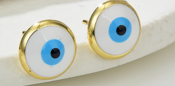 Lucky Eye Earrings-navy, lt blue, white