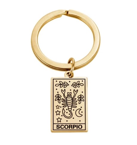 Zodiac Symbol Gold Keychain